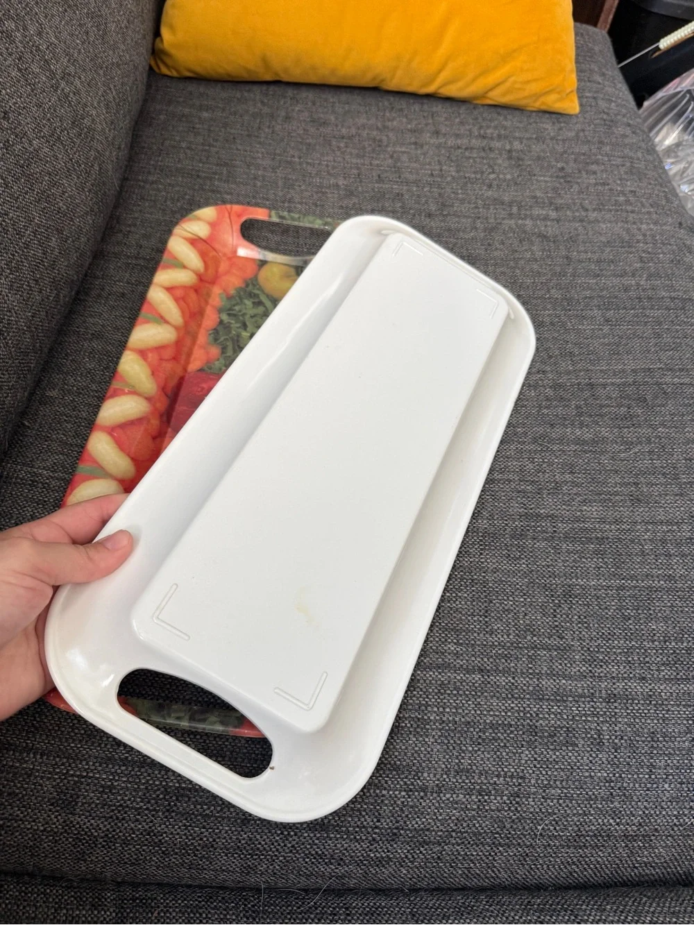 Vegetable Print Serving Tray - Orange & Red (2)